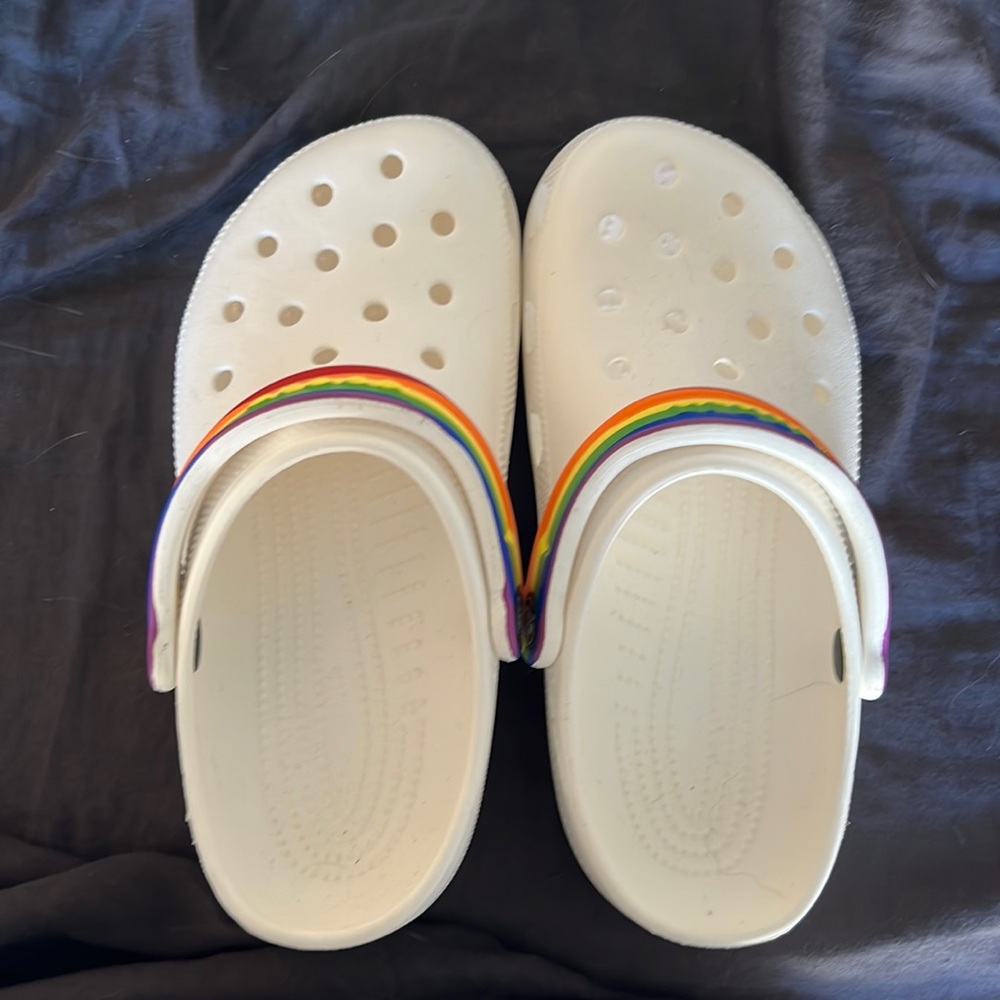 New without tags white pride crocs